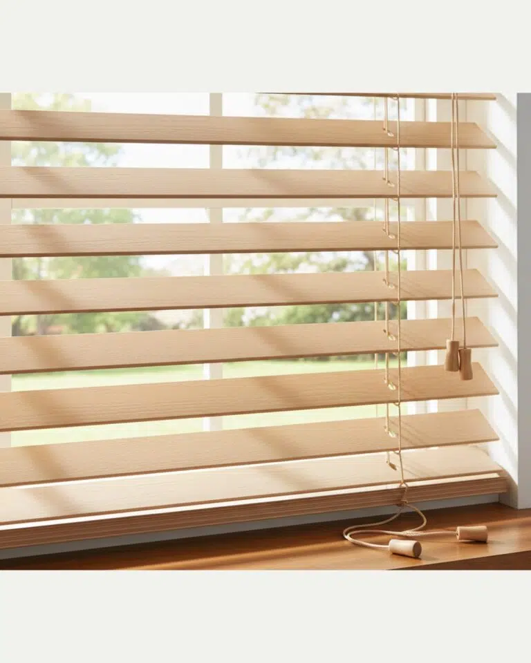 Wooden venetian blinds in 50mm basswood, supplied by Custom Blinds Shutters & Awnings, with free delivery to Pretoria and Tshwane