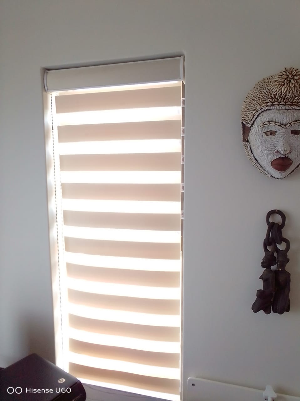 Zebra blinds with alternating sheer and opaque bands installed by Custom Blinds in a coastal Buffalo Bay home on the Garden Route
