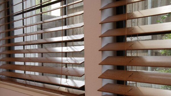 Wooden Blinds in Cherry installed by Custom Blinds