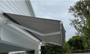 Retractable Arm Awning installed on Leisure isle Knysna in a colour to complement the modern home