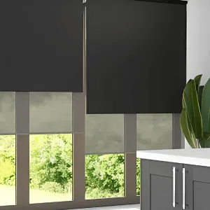 Custom Blinds Shutters & Awnings South Africa Large windows with Duo Roller blinds offer privacy and control, brightening this kitchen whilst plants add a fresh vibe. Garden Route & Online