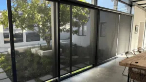 Sheer Black Roller blinds installed Belvidere Knysna