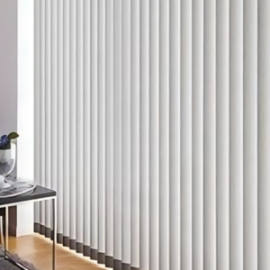 White vertical blinds in modern home