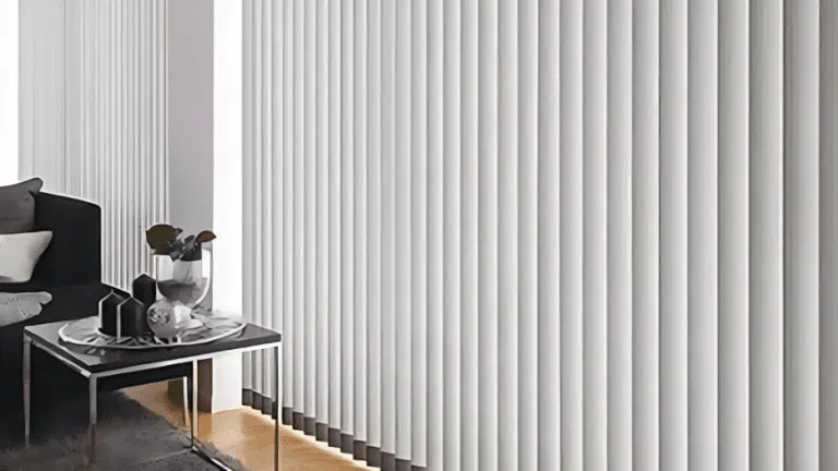White vertical blinds covering wide sliding doors in a modern South African home