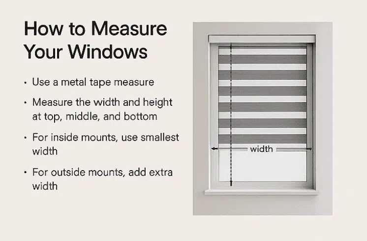 How to measure for double roller zebra blinds — Custom Blinds