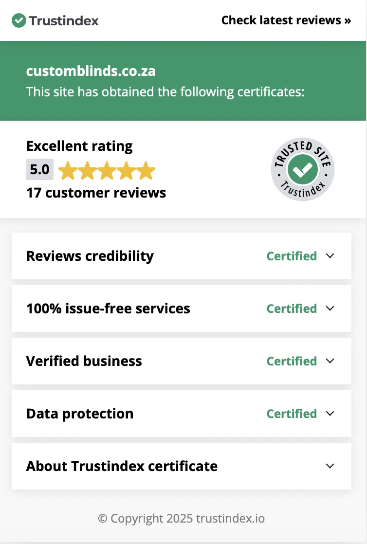 Trustindex reviews for Custom Blinds Shutters & Awnings