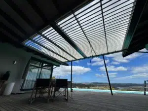 Modern patio with stunning landscape view