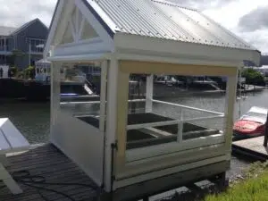 Modern gazebo by the water