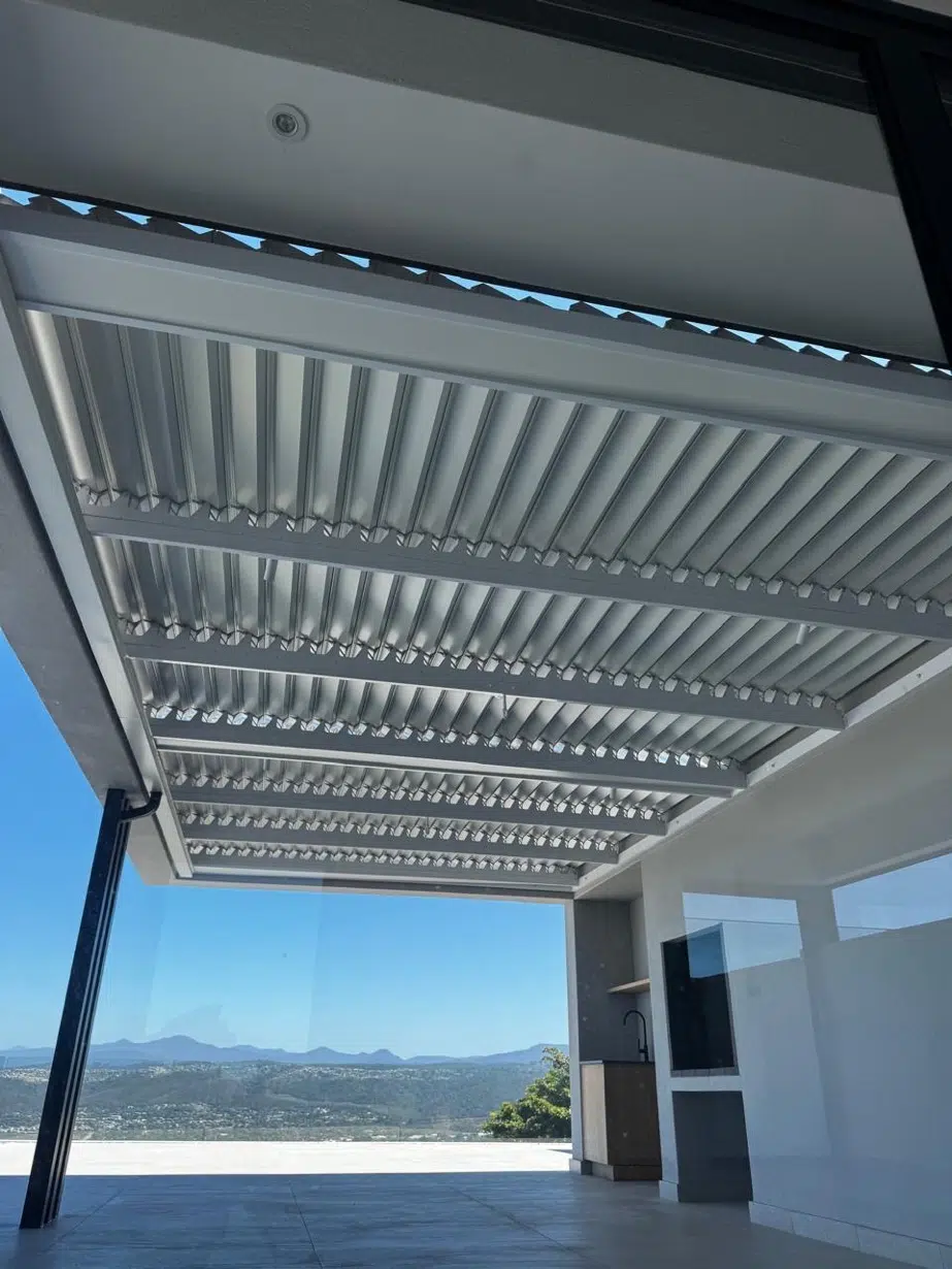 Custom Blinds louvre awning installation, Garden Route