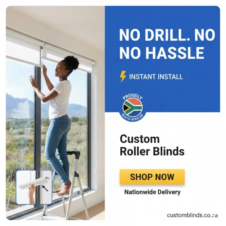 No-drill tension bracket roller blind by Custom Blinds