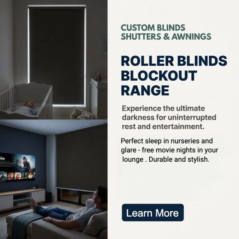 Custom Blinds blockout roller blinds range — nursery darkness and glare-free movie nights delivered across South Africa