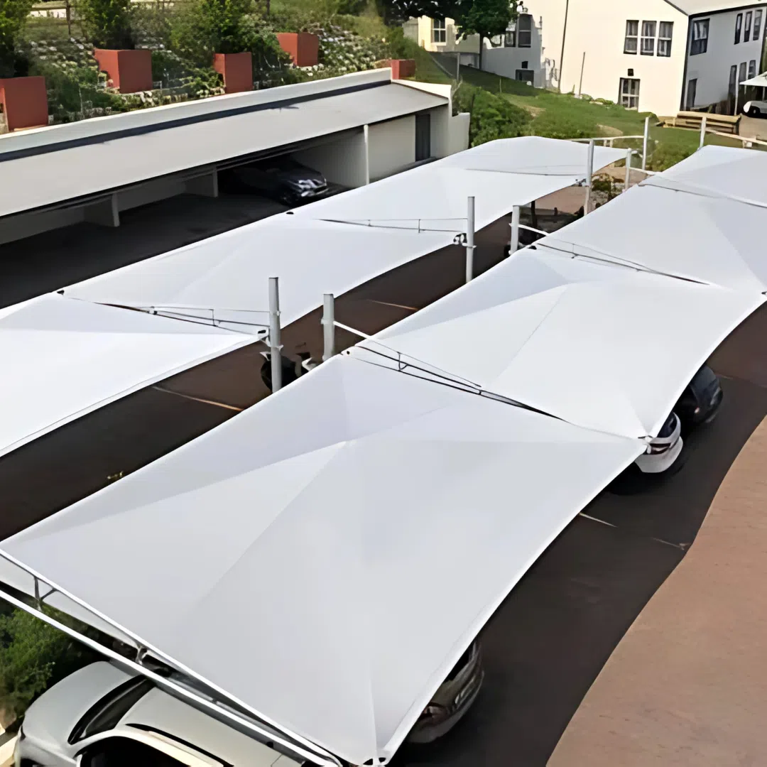 Shadeport structure under construction — Custom Blinds Garden Route