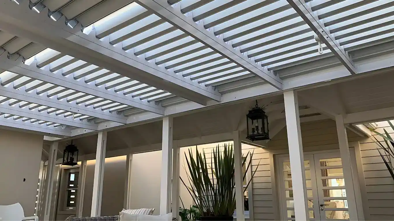 Aluminium louvre awning on a Goose Island property, Knysna