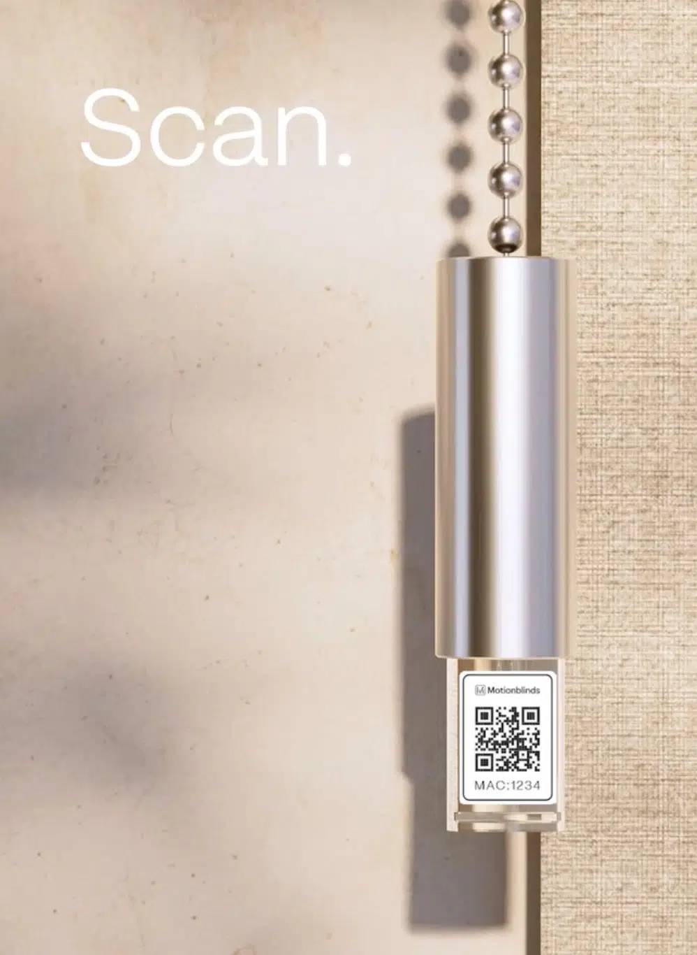 MotionBlinds motor with QR code for smartphone pairing, supplied by Custom Blinds South Africa