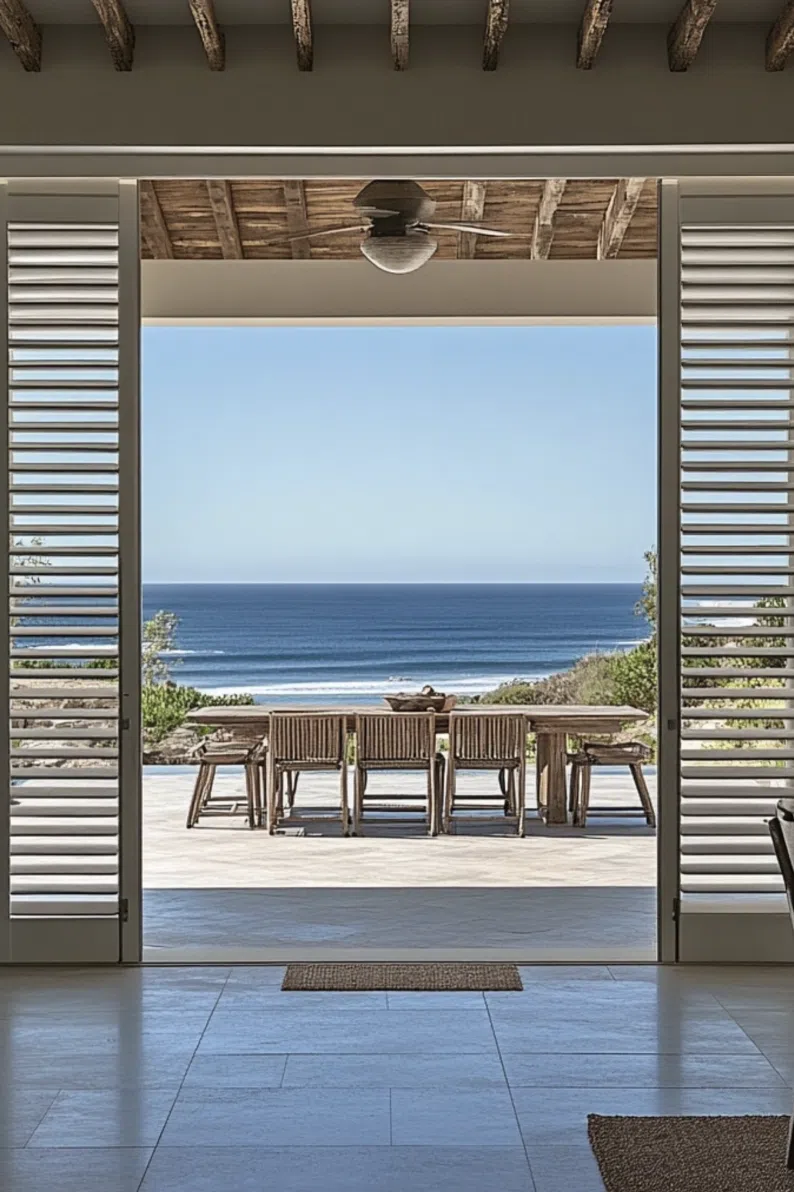 PVC shutters opening to outdoor area, Garden Route home