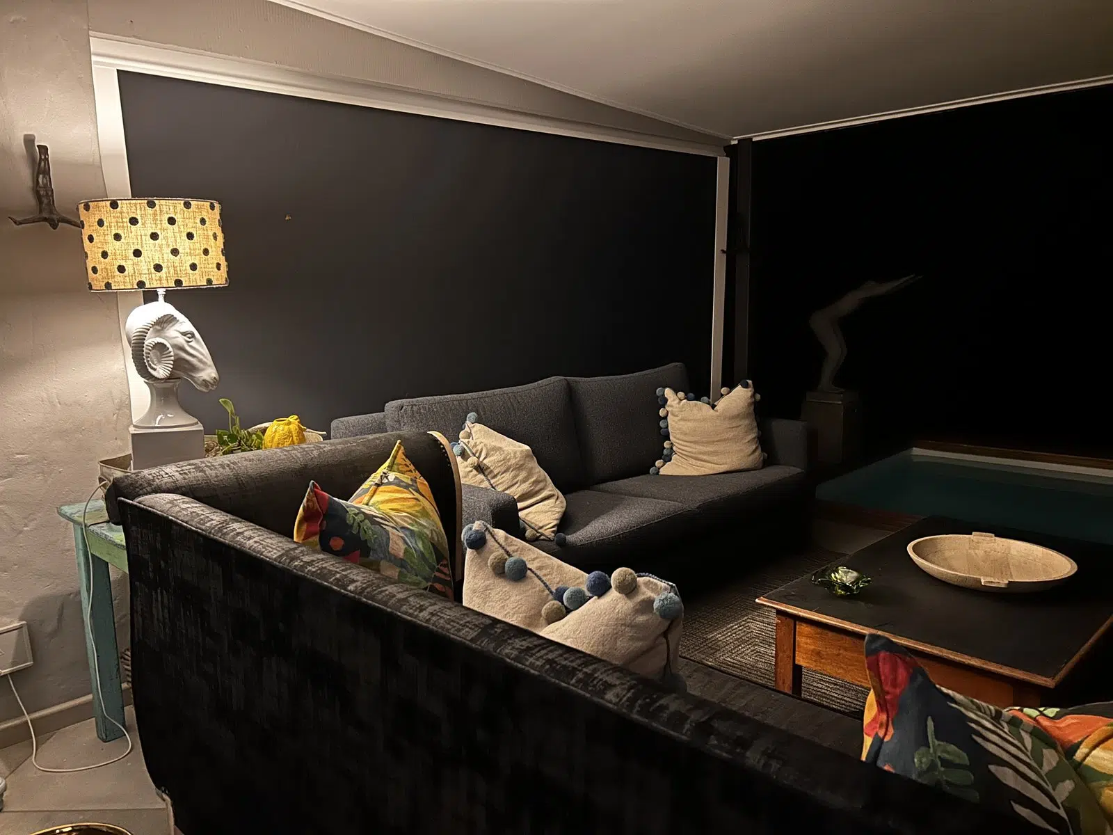 Outdoor blinds Knysna evening lounge installation by Custom Blinds®
